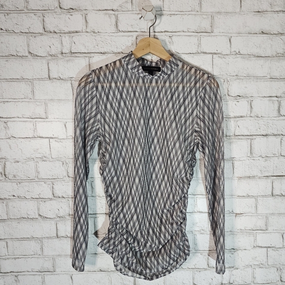 Banana Republic Tops - BANANA REPUBLIC Diamond Plaid Mesh Mock-Neck Top, S